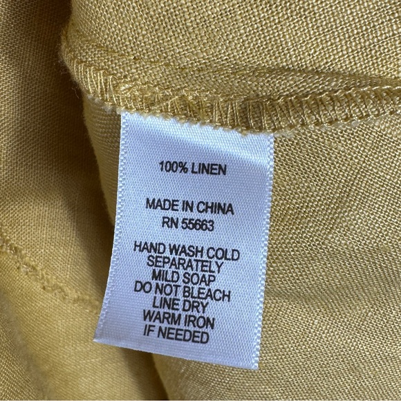 Sigrid Olsen 100% Linen Mustard Yellow Hooded Tunic Jacket, Size L - Picture 8 of 8